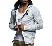 Leif Nelson Hombres Chaqueta de Punto Chaqueta de la Capilla LN-7055 Crudo Gris XX-Large