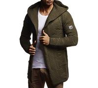 Leif Nelson Hombres Chaqueta de Punto Chaqueta de la Capilla LN-7180 Caqui Small
