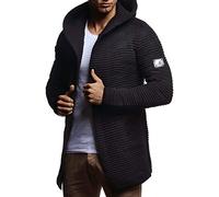 Leif Nelson Hombres Chaqueta de Punto Chaqueta de la Capilla LN-7180 Negro X-Large