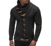 Leif Nelson Hombres Chaqueta de Punto con Cuello Chal LN-4195 Antracita Large