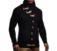 Leif Nelson Hombres Chaqueta de Punto con Cuello Chal LN-4195 Azul Oscuro X-Large
