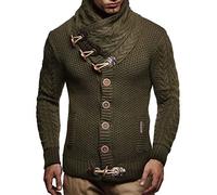 Leif Nelson Hombres Chaqueta de Punto con Cuello Chal LN-4195 Caqui XXX-Large
