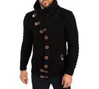 Leif Nelson Hombres Chaqueta de Punto con Cuello Chal LN-7080 Negro Medium