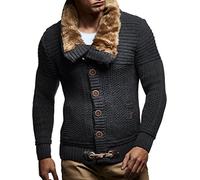 Leif Nelson Hombres Chaqueta de Punto con Cuello Chal LN-7100 Antracita Medium