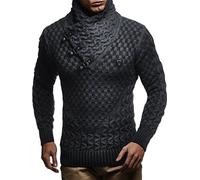Leif Nelson Jersey de Punto Grueso Chal Collar de los Hombres de LN-5255 Antracita Negro XXXX-Large