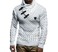 Leif Nelson Jersey de Punto Grueso Chal Collar de los Hombres de LN-5255 Crudo Gris Medium