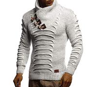 Leif Nelson Jersey de Punto Grueso Chal Collar de los Hombres de LN-5575 Crudo Gris XX-Large