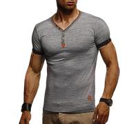 Leif Nelson La Camiseta para Hombre con Cuello en V LN-1390 Antracita XX-Large