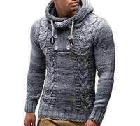 Leif Nelson Los Hombres del Jersey de Punto suéter Encapuchado LN-20227 Gris XXX-Large