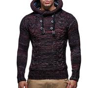 Leif Nelson Los Hombres del Jersey de Punto suéter Encapuchado LN-20227 Rojo XXX-Large