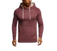 Leif Nelson Sudadera de Hombre con Capucha suéter de la Capilla LN-8125 Vino Mezcla Roja Small