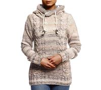 Leif Nelson Suéter con Capucha para Mujer Slim Fit de Manga Larga Negro Suéter de Punto de Hombre Sudadera de Invierno Suéter con Capucha Sudadera con Capucha Manga Larga LN20227D, beige, L