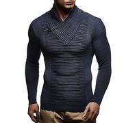 Leif Nelson suéter de Punto Fino Chal Collar de los Hombres LN-1535 Azul XX-Large
