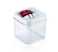 Leifheit Tarro Fresh&Easy 400 ml cuadrado, tarro hermético con sistema de apertura con una mano, recipiente para alimentos, tarro apilable
