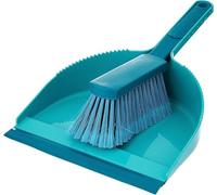 Leifheit 41401 - Set de cepillo y recogedor, Verde Turquesa, 22,5 x 35,5 x 10,5 cm