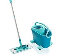 Set Leifheit Mopa con cubo escurridor Clean Twist M Ergo Mobile con ruedas, mopa fregona con cubo, mopa plana con escurridor de 33 cm de anchura