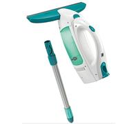 Leifheit Set de aspirador limpiacristales Dry & Clean con palo 43 cm., limpiaventanas para limpieza 360º, aspiradora vertical, 38 minutos de autonomía