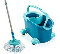 Leifheit Set fregona rotatoria Clean Twist Disc Mop Ergo Mobile 2.0 con ruedas y cabezal Micro Duo