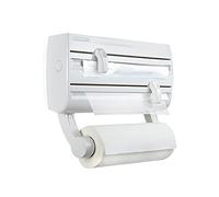 Leifheit Dispensador de rollos de cocina Parat F2 ComfortLine, soporte montado en la pared para film transparente y cortador, papel de aluminio y rollo de cocina, fácil instalación [L 10 x W 41 x H 19 cm] [Blanco]