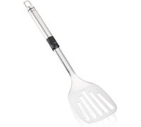 Leifheit Espátula de Acero Inoxidable para freir y cocinar a la Plancha a Altas temperaturas, Espumadera con cómoda empuñadura Ovalada, Plateada y Negra