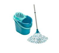 Leifheit Fregona y Cubo Classic, Cubo escurridor con fregona de Tiras absorbentes, fregona con Palo de 3 Piezas y Cubo Grande de 12 litros