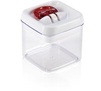 Leifheit Tarro Fresh&Easy 400 ml cuadrado, tarro hermético con sistema de apertura con una mano, recipiente para alimentos, tarro apilable
