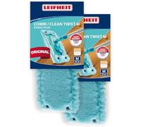 Leifheit Funda de Lavado Clean Twist/Combi M, 2 Recambios | Fibras de poliéster con carga electrostática, lavable a 40 °C hasta 100 veces, ideal para suelos lisos y parqué