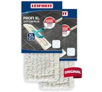 Leifheit Funda para Mopa Profi XL Cotton Plus, Lote de 2 | Algodón absorbente y fibras Supra, lavable hasta 400 veces a 60°C, ideal para suelos de piedra y baldosas