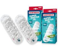 Leifheit Fundas para Plumero SUPERDUSTER XL, Microfibra 360°, 2 Unidades | Lavables hasta 50 veces a 40 °C, capturan polvo, pelo y alérgenos, aptas para zonas altas, Click-System