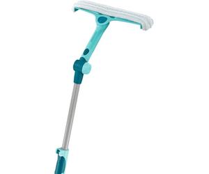 Leifheit Limpiacristales Window & Frame Cleaner 4 en 1 Telescópico 2 m | Pértiga ajustable de 130 a 210 cm, regleta de silicona 32 cm, funda micro dúo lavable, limpieza de marcos integrada