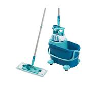 Leifheit Mopa Fregona con Cubo CLEAN TWIST M Ergo Mobile | Mecanismo de centrifugado en el mango, cubo de 6 l con carrito, mango 110-140 cm, funda super-soft para parquet