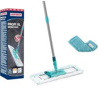 Leifheit Mopa Profi XL micro dúo con palo de acero y funda de recambio static plus para suelos delicados, mopa flexible con articulación giratoria, mopa fregona para superficies grandes