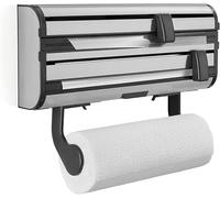 Leifheit Parat Royal Portarrollos de Pared, para 3 Rollos, Porta Rollos para un Corte Limpio, Portarrollos de Cocina de Acero Inoxidable (25793)