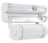 Leifheit Portarrollos de pared Rolly Mobil ComfortLine con portarrollos extraíble, sujeta rollos de cocina, portarrollos triple con cuchillas afiladas, Color Blanco/Gris, 44 x 14 x 45 cm