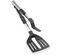 Leifheit Espátula-pinza 2 en 1 fabricada en acero inoxidable y nailon termorresistente (hasta 160º), para freir o cocinar, tenaza para dar la vuelta a filetes