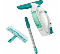 Leifheit Set aspirador limpiacristales Dry & Clean con palo y limpiaventanas para una limpieza 360º sin marcas, aspiradora vertical con 38 min de autonomía
