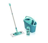 Leifheit Set de Fregona CLEAN TWIST M Ergo, Escurrido por Giro 6 l | Sistema patentado CLEAN TWIST, mango telescópico 110-140 cm, funda micro duo, articulación 360°, limpiador potente
