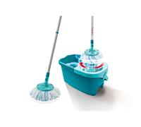 Leifheit Set de fregona rotatoria Clean Twist Disc Mop Ergo 2.0, fregona giratoria con cabezal Micro Duo, set de limpieza en h?medo