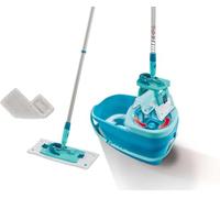 Set Leifheit Mopa Clean Twist M Ergo 2.0, mopa fregona con cubo con 1x funda de microfibra para todo tipo de suelo y 1x funda para polvo, mopa plana con mecanismo de centrifugado