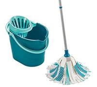 Leifheit Set Power Mop 3 en 1, cubo escurridor con fregona de tiras Pick-Up ultraabsorbentes, fregona con palo de 3 piezas y cubo grande de 12 litros. El cabezal es lavable en lavadora a 60ºC