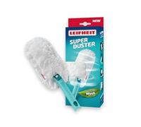 Leifheit Plumero SUPERDUSTER, sostenible, Plumero Microfibra Lavable a máquina hasta 50 Veces, atrapa el Polvo fácilmente, Extensible Compatible con Click-System