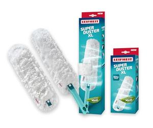 Leifheit SUPERDUSTER XL con Funda de Repuesto, Plumero Lavable con Funda de Microfibra de 360 Grados, Plumero Compatible con el Click System de Leifheit, Lavar no Tirar