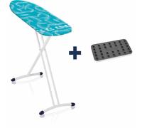Leifheit Air Board L Solid Shoulder Tabla de Planchar, se Ajusta a los Hombros de Camisa, Ligera, Incluye Soporte de Silicona para la Plancha, Turquesa, 130 x 30 cm