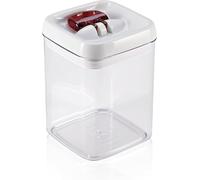 Leifheit Tarro Fresh&Easy 1,6 L cuadrado, tarro hermético con sistema de apertura con una mano, recipiente para alimentos, tarro apilable