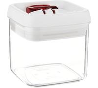 Leifheit Tarro Fresh&Easy 400 ml cuadrado, tarro hermético con sistema de apertura con una mano, recipiente para alimentos, tarro apilable