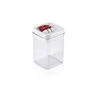 Leifheit Tarro Fresh&Easy 800 ml cuadrado, tarro hermético con sistema de apertura con una mano, recipiente para alimentos, tarro apilable