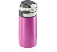 Leifheit Vaso térmico Flip (350 ml) con tapón de rosca, taza hermética con bloqueo adicional contra fugas, termo portátil, uso con una mano, morado