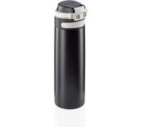 Leifheit Taza Termo Flip 600 ml, Apertura con 1 Mano, Black | Aislamiento de doble pared, 6 h caliente y 18 h frío, 100 % hermética, bloqueo de tapa, filtro y asa plegable