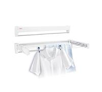 Leifheit Tendedero de pared Telegant 36 Protect Plus, tendedero extensible de diseño compacto, tendedero de ropa plegable ideal para baño o balcón, Color Blanco, 3.6 m con toallero
