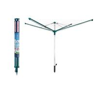 Leifheit Tendedero Giratorio Linomatic 500 Deluxe, 50 m Retráctil | Tendal exterior con Easy-Lift y Easy-Close Comfort, para 5 lavadoras, 8 ganchos para perchas, cuerdas limpias y protegidas